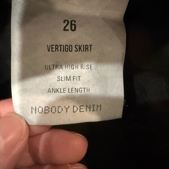 NWT Nobody Denim Black High Rise Denim Mini Skirt Belted Frayed Hem 26 - Picture 6 of 6